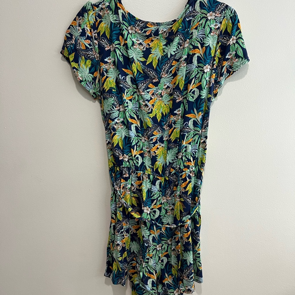 BeBop Tropical Leaf Print Romper - Picture 5 of 5